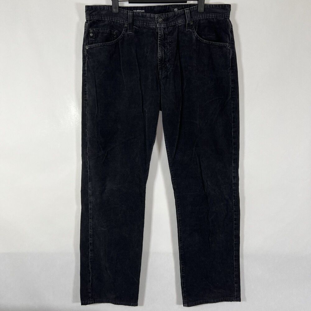 AG Adriano Goldschmied The Graduate Tailored Leg Corduroy Pants Mens 36x31 Black
